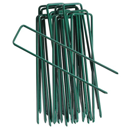 20 Pack 6 Inch Garden Stakes U-Shaped Tent Stake Heavy Duty Yard Ground Pin Lawn Spikes for Landscaping Weed Barrier Fabric, Green