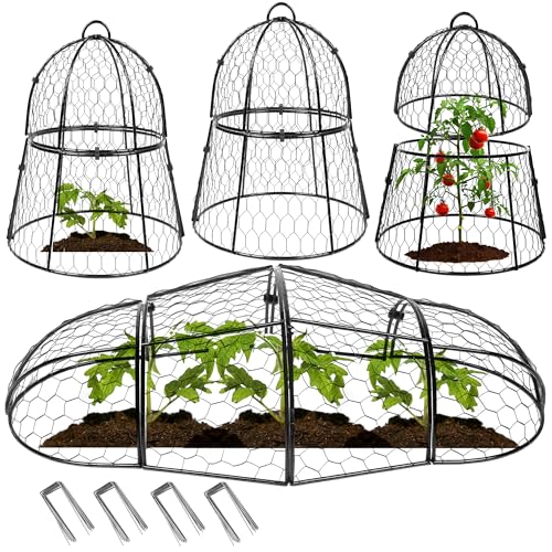 Decoroca 4 PCS Garden Cloches for Plants - Chicken Wire Plant Protectors - size: 4pcs-13.4x13in