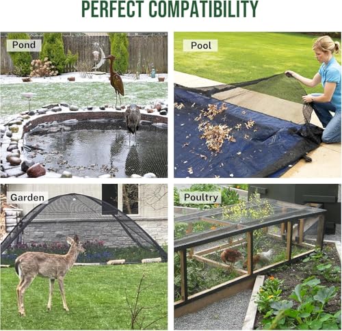 20 x 20Ft Pond Netting for Koi Ponds, Koi Pond Net Cover, Durable & Sturdy Pond Netting Cover for Leaves, Protect Koi Fish Against Herons, Raccoons, Cats & Predators, 14pcs Stakes Included - size: 20 × 20 ft
