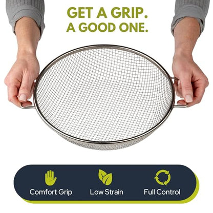 Round Soil Sifter, 1/4-inch Stainless Steel Sieve with Handles - size: 1/4 inch