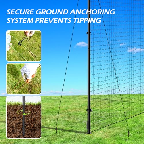 Ball Stop System - Soccer Backstop Net, Heavy Duty, High Impact, Practice Barrier - size: Upgrade Socketed - 1.75 inch Net, style: 30FT X 10FT