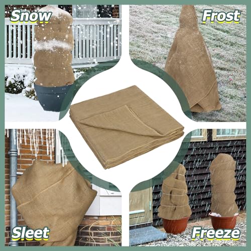 ANPHSIN 50ftx40in Large Natural Burlap Plant Covers Freeze Protection - size: 50ft
