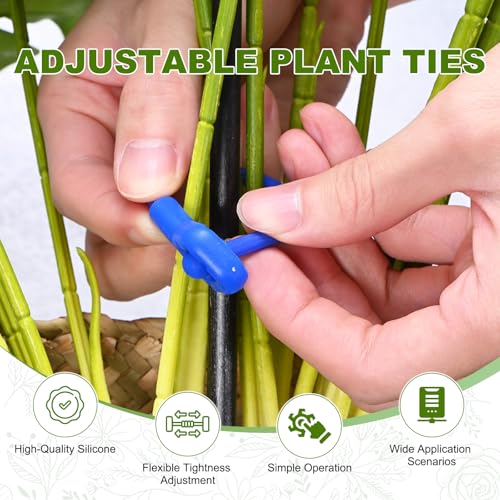 M METERXITY 4-Pack Adjustable Plant Ties, 32inch/81.28cm Silicone Flexible Multi-Function Sturdy Garden Twist Tie for Plant Support/Tree/Shrub/Vine, Reusable Support Twine [Blue] - color: Blue, size: 32inch/81.28cm
