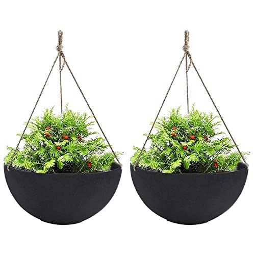 LA JOLIE MUSE Large Hanging Planters for Outdoor Plants, Set of 2, 13 Inch - color: Black