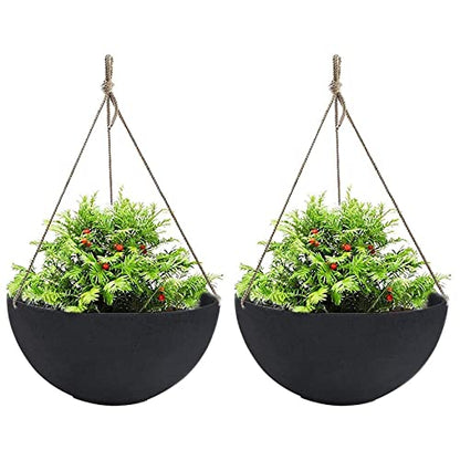 LA JOLIE MUSE Large Hanging Planters for Outdoor Plants, Set of 2, 13 Inch - color: Black