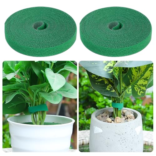Green Nylon Plant Ties Reusable Cable Hook Loop Organizer Strap Support Double Side Fastener Tape Home Garden Accessories (2roll,1m*1cm) - color: 2roll,1m*1cm