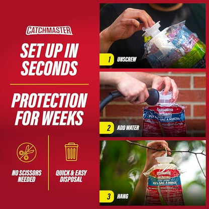 Catchmaster Disposable Outdoor Fly Trap, 8 Hanging Bags with Bait
