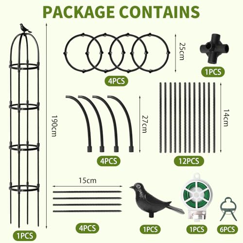 1 Pcs 6.2FT Garden Obelisk Trellis Climbing Plant Support - size: 6.2FT(1Pcs)