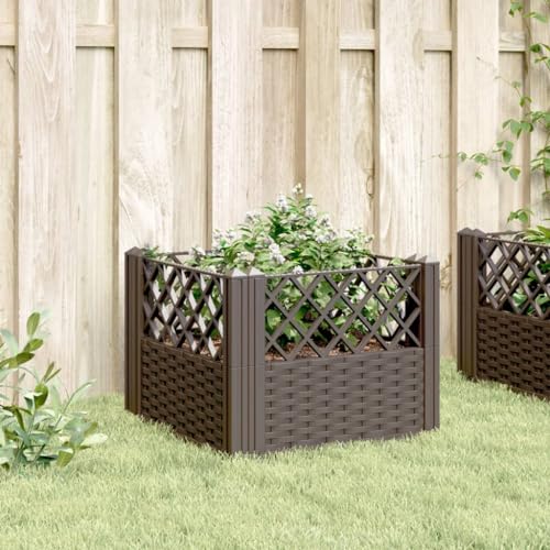 PP Garden Planter 17.1x17.1x17.1 Inch Brown - color: Brown