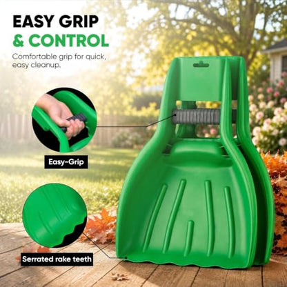 Superio Leaf Scoops, Leaf Collector Hand Rake for Lawn & Garden Cleanup, Plastic Leaf Grabber, Handheld Gardening Tool, Green, 10 Pair - size: 10 Pack