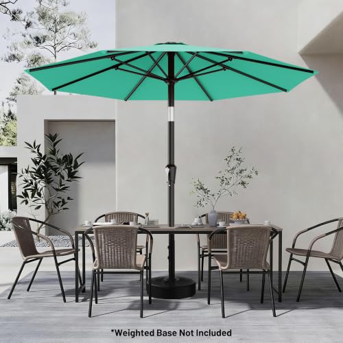 AreShark 9FT Outdoor Patio Umbrella with Tilt and Crank, Peacoke Blue - color: Peacoke Blue, size: 9ft