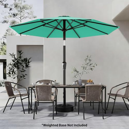 AreShark 9FT Outdoor Patio Umbrella with Tilt and Crank, Peacoke Blue - color: Peacoke Blue, size: 9ft