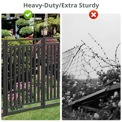 Decorative Garden Fence Metal Dog Fence Outdoor for Yard, 36ft (L) × 40in (H), 14 Panels + 2 Gates, Rustproof Animal Barrier Fencing for Patio & Flower Bed, No Dig, Black-Silver - size: 40in(H)x36ft(L)