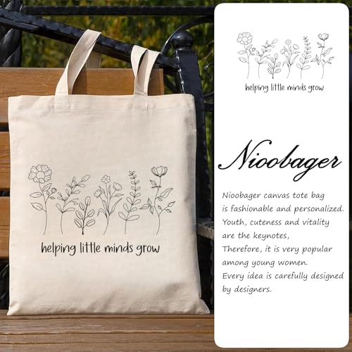 Canvas Tote Bags Teacher Appreciation Gifts Aesthetic Travel Beach Bag Cute Reusable Grocery Shopping Bag - color: 11 Helping Little Minds Grow