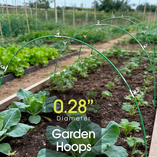 RIFNY Garden Hoops for Raised Beds, Greenhouse Hoops for Row Cover, 24 PCS - style: 24Pcs-Green-0.28" Dia