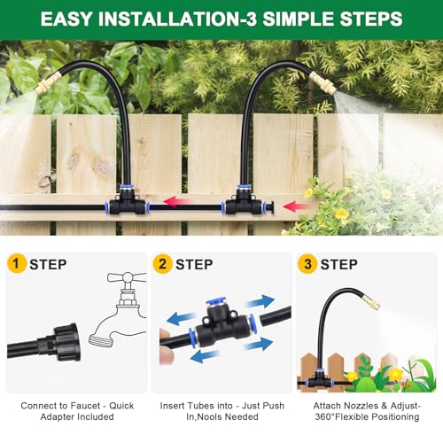 Drip Irrigation System, 2026-Upgrade 200Ft 1/4" Garden Watering System with 40 Pcs 360° Adjustable Copper Nozzles, DIY Kit for Garden, Lawn, Greenhouse, Raised Beds & Outdoor Plants - size: 200FT/40pcs
