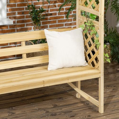 Outsunny Patio Garden Bench Arbor Arch with Pergola, 2 Trellises, Natural