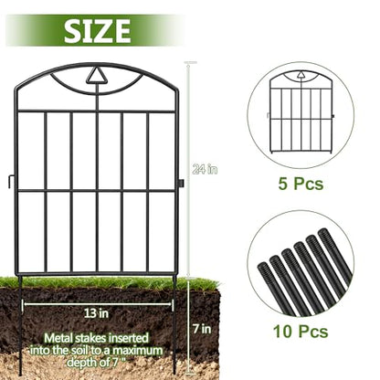 17in (H) x21ft (L), 20 Panels No Dig Decorative Garden Fence - size: 20 Panels-21 ft(L) X 24 in(H)