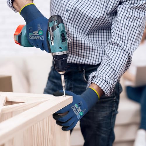 KAYGO Safety Work Gloves, MicroFoam Nitrile Coated, Men Women,KG18N - color: Dark Blue, size: X-Large