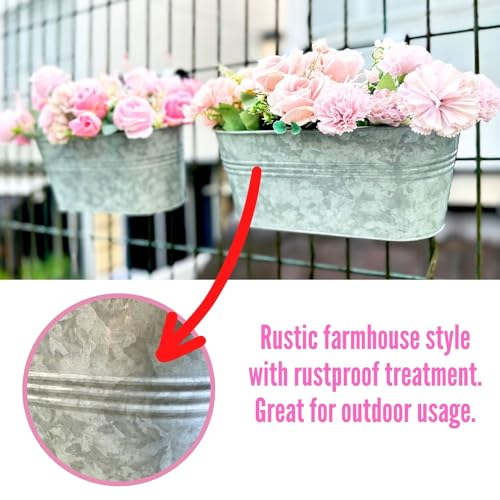 LaLaGreen Rail Planter (11.2 in, 6 Pack) Silver Metal Balcony Railing Pot - size: 11.2" (28 cm) x 6 Pack