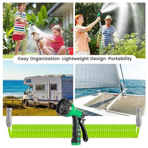 SPECILITE 50 FT 1/2" Polyurethane Coil Garden Hose with Spray Nozzle