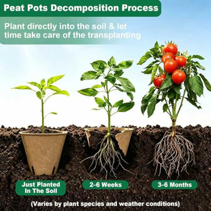 70 Packs 3.15 Inch Peat Pots for Seedling with 70 Pcs Plant Labels, Biodegradable Seed Starter Pots with Drainage Holes, Outdoor Garden Germination Round Nursery Pots Kits