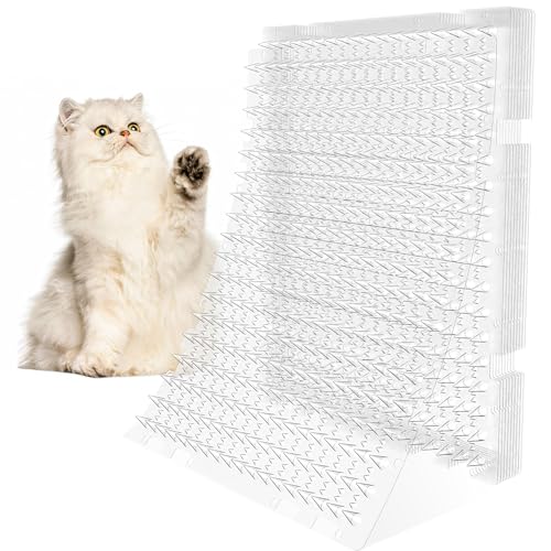 Clear Scat Mat for Cats, 10 Pack 16" x 13" Cat Deterrent Mats with 1" Spikes and 50 Stickers, Cuttable Indoor Outdoor Pet Training Barrier for Sofa, Countertop, Windowsill and Garden - size: 10 pack
