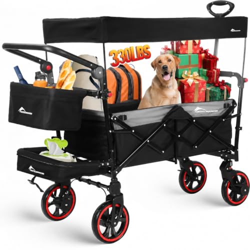Canopy Wagon Trolley, Large Capacity, Foldable,Traveling-B - color: Black, size: CTM6Plus
