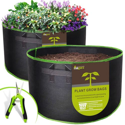 2-Pack 150 Gallon Fabric Flower Pots Garden Felt Grow Bags with handle (black) - size: 150 Gallon 2 Pack
