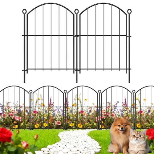 Decorative Garden Fence, 17in (H) x 30ft(L) No Dig Fence - color: Black, size: 17 in(H)