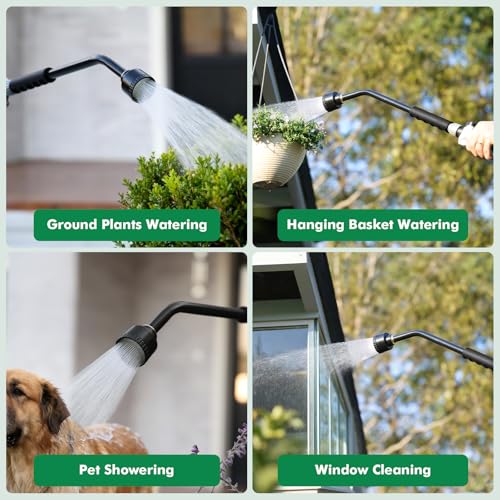 RESTMO 24 Inches Long Watering Wand for Garden Hose, Full Shower Spray Wand - color: Flash Black