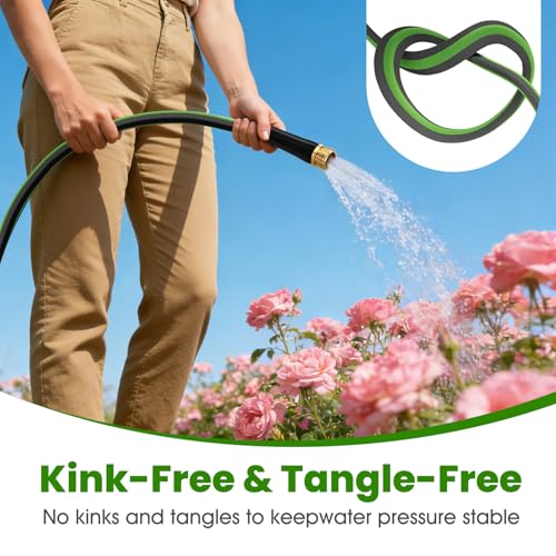 Garden Hose 25 FT, Non-Expanding Water Hose, Lightweight Flexible, Kink-Resistant & Burst-Resistant, High Pressure Garden Hose for Lawn, Garden, Car Wash & Outdoor Cleaning - size: 25FT