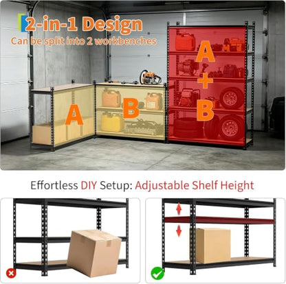 Heavy Duty 5-Tier Storage Shelves, 2204 lbs, 72"H x 48"W x 15.7"D - size: 72" H x 48" W x 15.7" D