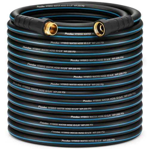100FT 5/8" Heavy Duty Garden Hose, NON-EXPANDABLE Flexible Water Hose, No Kink - size: 100ft