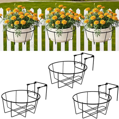Hanging Railing Planter, Fit 1.5” to 4.5” Rail Fence Deck, 3 Pack