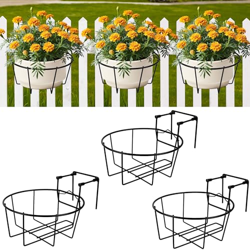 Hanging Railing Planter, Fit 1.5” to 4.5” Rail Fence Deck, 3 Pack