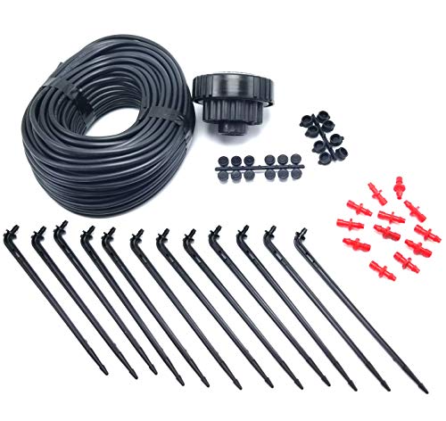 12 Plant Drip Grow Kit - Starter Hydroponics Irrigation Bubbler/Manifold Kit - Includes 100'ft 1/8" Distribution Tubing, Emitter Stakes, Manifold & Plugs (Pots Sold Separately) (1 GPH) - size: 1 GPH