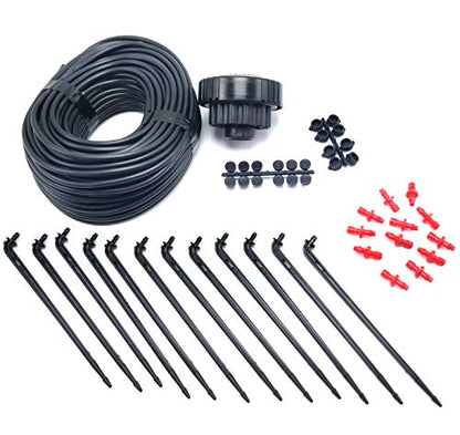 12 Plant Drip Grow Kit - Starter Hydroponics Irrigation Bubbler/Manifold Kit - Includes 100'ft 1/8" Distribution Tubing, Emitter Stakes, Manifold & Plugs (Pots Sold Separately) (1 GPH) - size: 1 GPH
