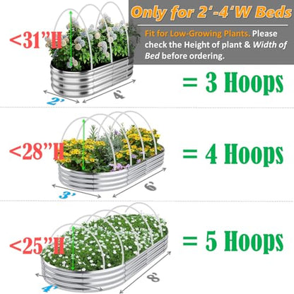 Greenhouse Hoops for 2-4ft Wide Raised Beds, 6.56ft Long Super Bendable Fiberglass Garden Hoops, Weather Resistant Grow Tunnel Support Frame for Plant Row Cover, 6 Pcs - style: Beginner Kit