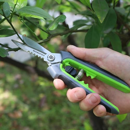 WORKPRO 8" Pruning Shears for Gardening, Multipurpose Garden Shears