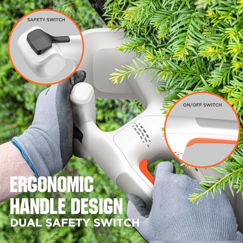 Litheli 20V Cordless Hedge Trimmer, 16" Dual Action Hardened Steel Blade (5/8" Cut), 3.75 LBS Lightweight Bush Trimmer with 2.0Ah Battery, for Hedges, Shrubs, Garden & Yard Trimming