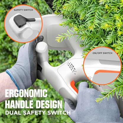 Litheli 20V Cordless Hedge Trimmer, 16" Dual Action Hardened Steel Blade (5/8" Cut), 3.75 LBS Lightweight Bush Trimmer with 2.0Ah Battery, for Hedges, Shrubs, Garden & Yard Trimming