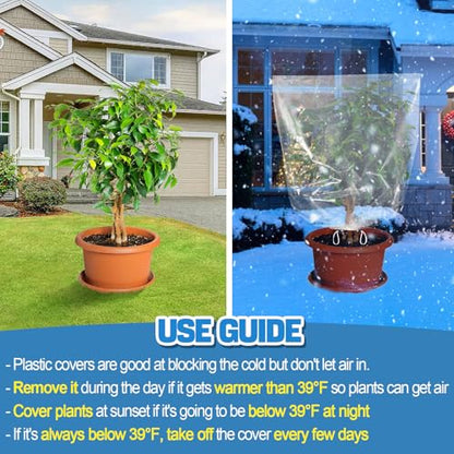 6Pcs 39"x39" Winter Plant Cover Freeze Protection, Plastic Plant Frost Bags - size: 39"H, 39" Opening
