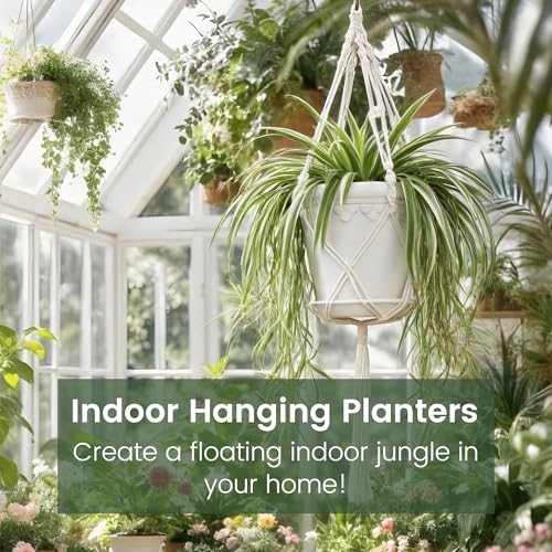 Hanging Planters with Macrame Plant Hangers, 3-Set Self Watering Pots, Hanging Flower Baskets for Indoor Outdoor Plants,3 Different Sizes