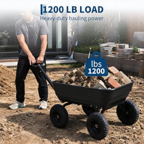 Heavy-Duty Utility Garden Dump Cart, 1200Lbs Capacity - size: 1200LBS