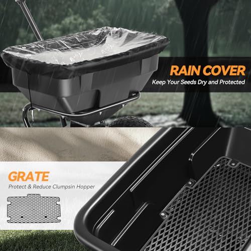Auto Dynasty Walk-Behind Broadcast Spreader, 125LBS Capacity Fertilizer Spreader for Salt, Ice Melt, Grass Seed, Lawn and Garden Seeder, Black - color: Black (125LBS)