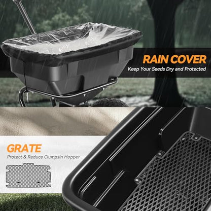 Auto Dynasty Walk-Behind Broadcast Spreader, 125LBS Capacity Fertilizer Spreader for Salt, Ice Melt, Grass Seed, Lawn and Garden Seeder, Black - color: Black (125LBS)