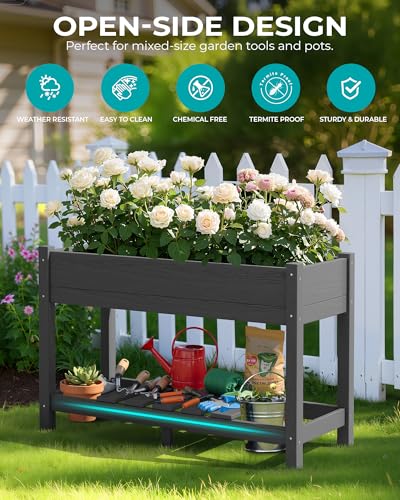SERWALL Raised Garden Bed with Legs Set of 2-Gray - color: Gray, size: 2 pack