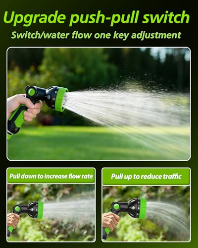 Hose Sprayer Nozzle Heavy Duty - 10 Spray Patterns Garden Hose Nozzle with Adjustable Flow Control for Watering Plants, Washing Cars,Washing Pets, Thumb Control (Green) - color: Green