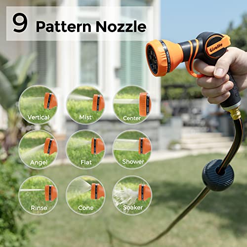 Giraffe Tools Retractable Garden Hose Reel 1/2 Inch x 155+5 ft and Hose Reel 1/2 Inch x 130 ft, Heavy Duty, Any Length Lock, Slow Return System, Wall Mounted and 180 Deg Swivel Bracket